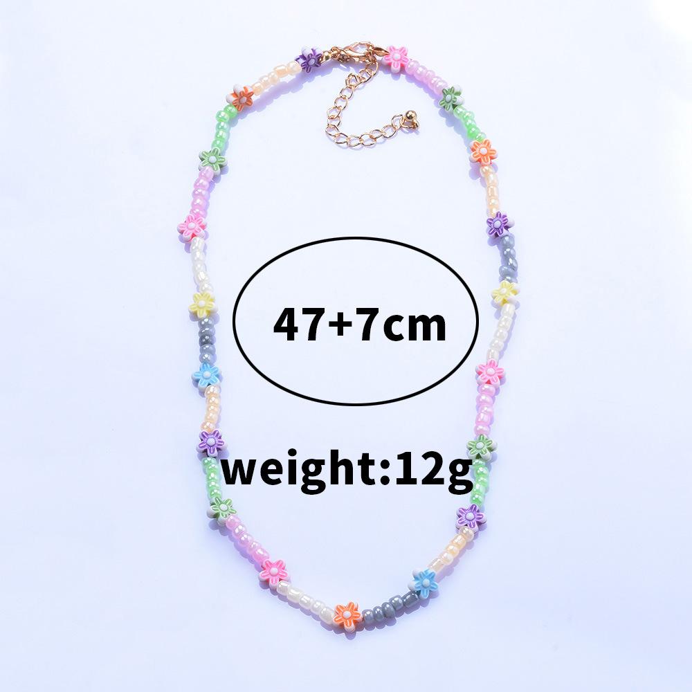 Handmade Glazed Splicing Small Flower Necklace Temperament Versatile Beaded Necklace Collarbone Chain