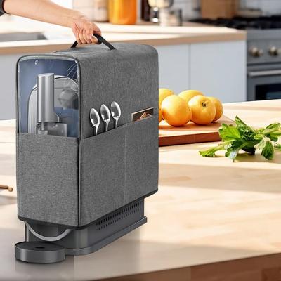 For NJ Slushie Machine Dust Cover for Professional Freeze Drink Maker with Transparent Front and Storage Pockets