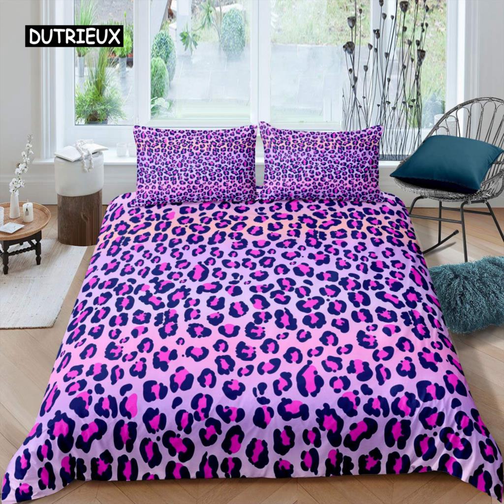 

Пододеяльник с леопардовым принтом из микрофибры с красными розами и цветочным принтом, комплект постельного белья с коричневым гепардом, сафари, дикими животными, комплект постельного белья King EU single(135x200cm)