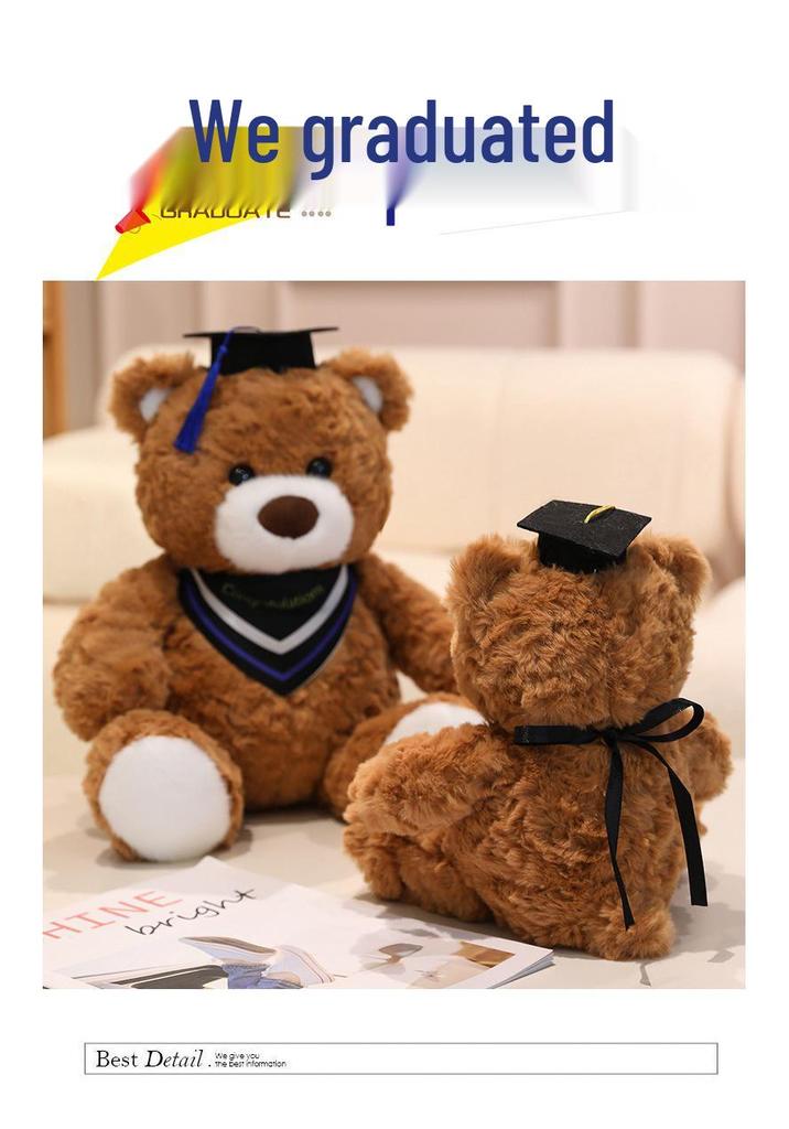 Cute Graduation Teddy Bear with Doctor's Hat - Commemorative Gift for Students
