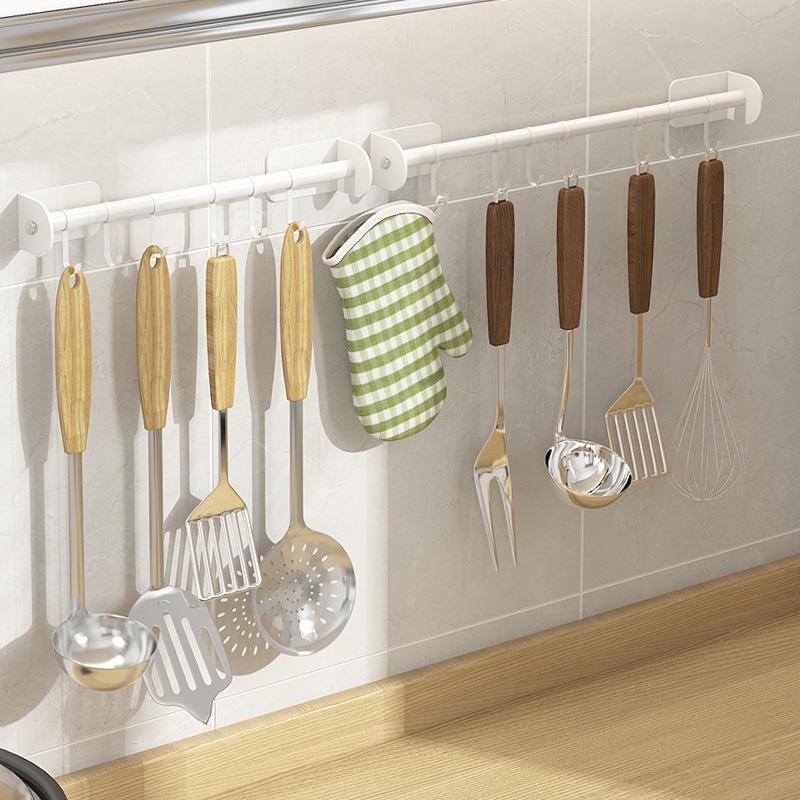 Estantes de almacenamiento para utensilios de cocina, sin perforaciones, de metal, para montar en la pared, para espátulas, cucharas, organizadores, toalleros para el baño y el hogar.