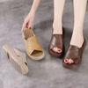 Large Size Cool Slippers Women's Summer Outer Wear Women's Shoes European and American Open-toed Waterproof Table Slope Heel Thick-soled
