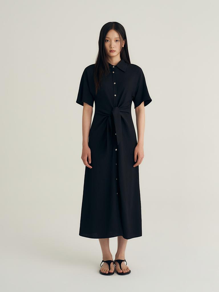 Biolses Linen Knot Long Dress_Black