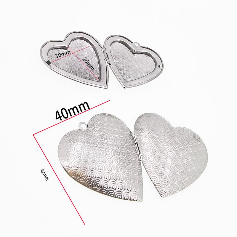 Collana Ciondolo Scatola Portafoto a Forma di Cuore, Rotonda e Quadrata in Acciaio Inossidabile Fai da Te