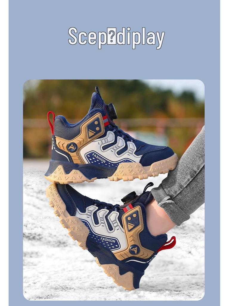 Boys' Plush Lined Sports Shoes - Autumn/Winter 2025 Fashion: Warm, Thickened Running & Dad Shoes