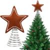 Christmas Tree Topper Rustic Felted Snowflake/Star Tree Topper Decorations for Indoor Outdoor Holiday Home Party Decor