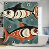 Modern Artistic Colorful Fish Pattern Waterproof Shower Curtain For Stylish Bathroom Decor, Easy Install