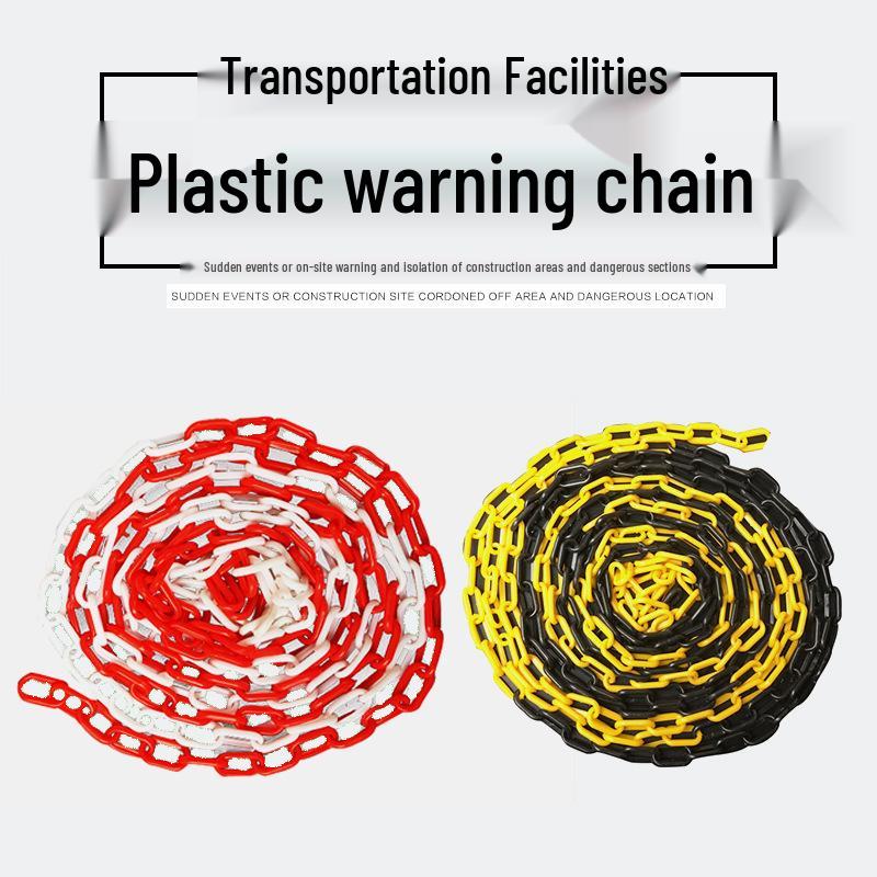 Yellow, Black, Red, White Plastic Warning Chain for Road Cone Barrier 8mm Warning Chain