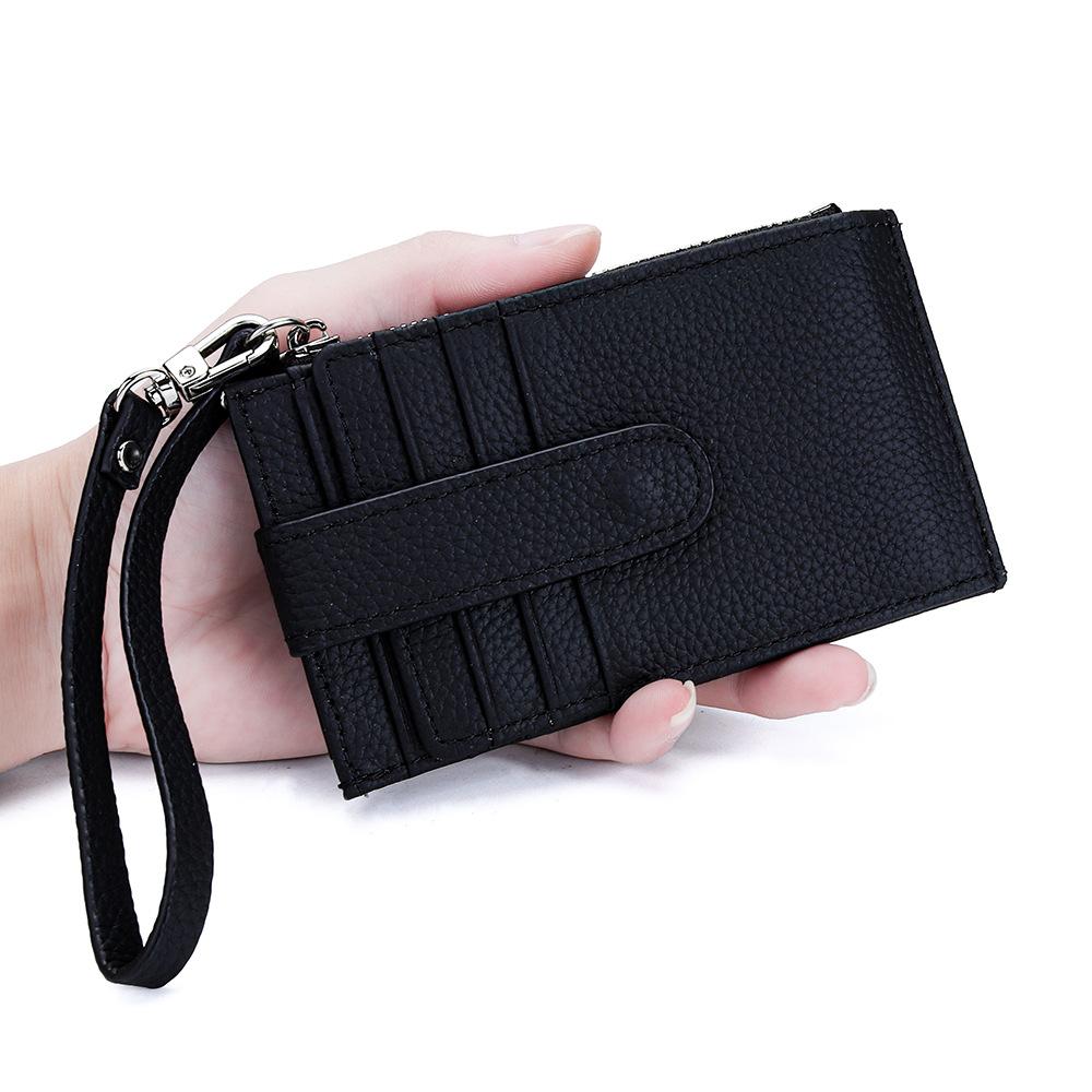 Genuine leather women zipper purse brand design coin purse id card holder Cowhide ladies wallets panelled money wristlet bags
