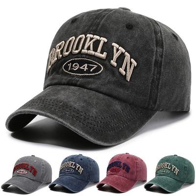 Retro American Hat Washed Three-dimensional Embroidery Men's and Women's Spring and Autumn Casual Sunshade Old Faded Baseball Cap