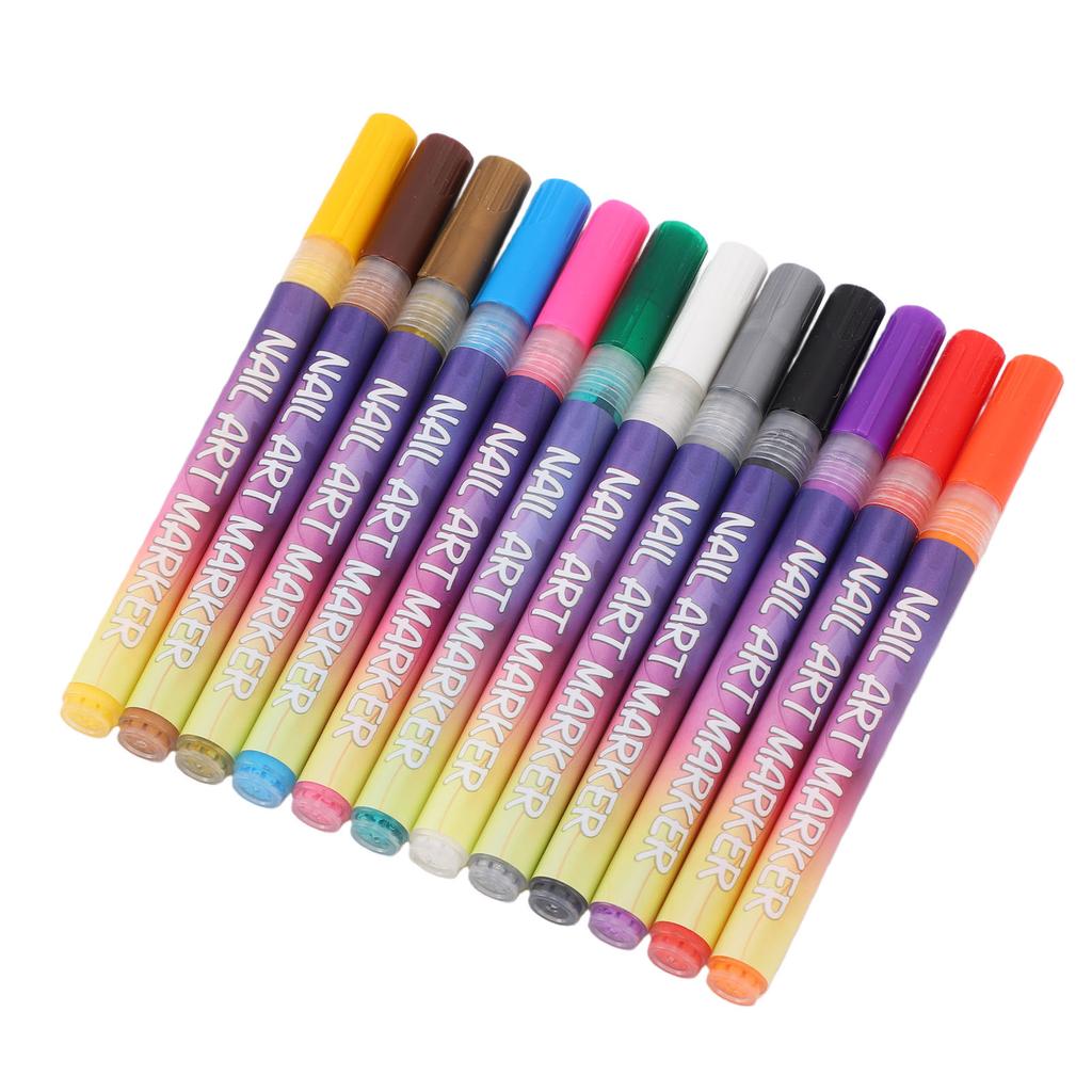 12 Colors Nail Art Pens Quick Drying Acrylic Nail Polish Pens for   Home Salon Manicure Tools