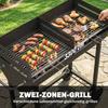 Charcoal Barbecue Grill with 2 Cooking Areas, Portable BBQ Trolley with Wheels, Height Adjustable Grates, Bottom Shelf
