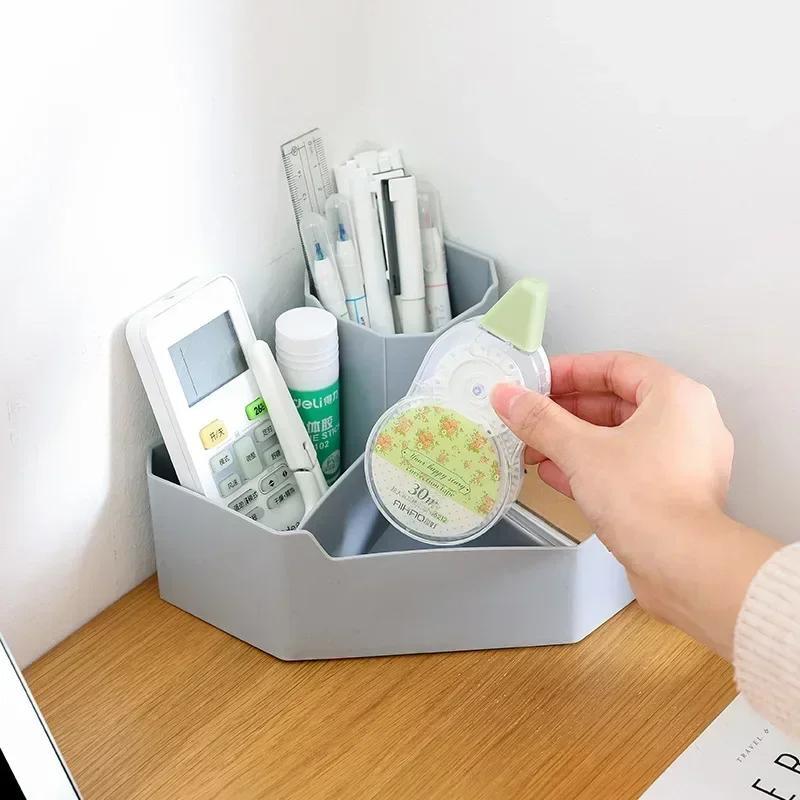 1Pcs Creative New Desktop Corner Stationery Cosmetics Storage Box Four Grid Pen Lipstick Storage Box Household Stationery Holder