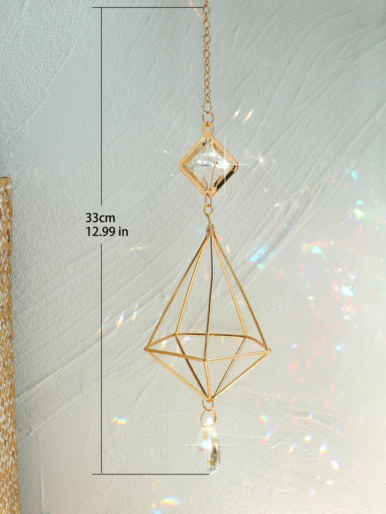 Garden Suncatchers Gold Hanging Air Plant Holder Tillandsia Air Plants Hanger Air Fern Display Planter with Crystal Home Decor