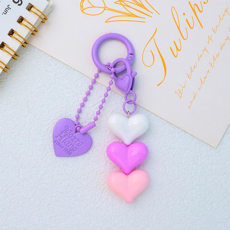 1PC Keychain Candy Color Key Ring Friendship Gift Heart-shaped Backpack Accessories Phone Pendant