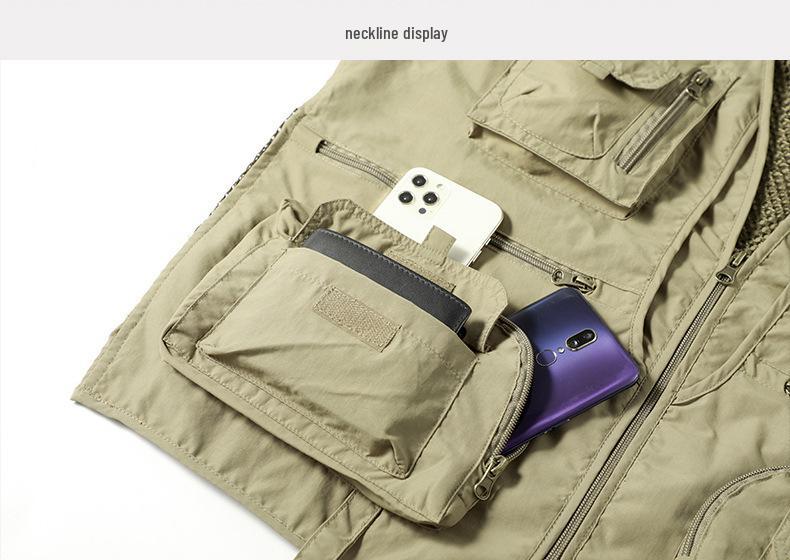 Gilet de pêche en maille à poches multiples à séchage rapide pour homme - Veste décontractée d'extérieur Printemps & Automne