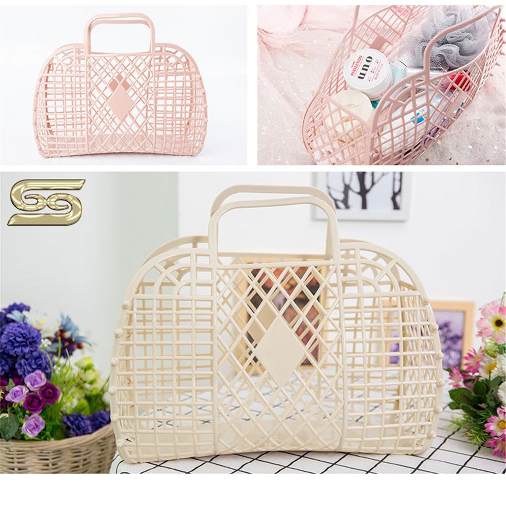 Plastic Hollow Shopping Storage Basket, Foldable Bath Basket, Fruit Basket