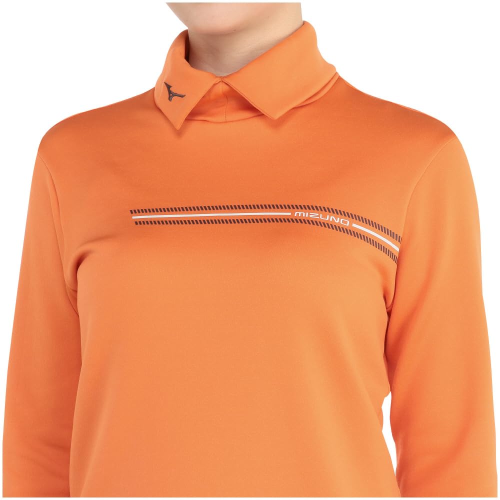 Mizuno Breath Thermo Slit Turtleneck E2MAB735 Shirt, Heat-Generating Material, Women's, Orange,