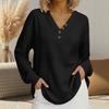 TIFICY Women's Fashion Casual Spring Autumn Solid Color Print Long Sleeve V-Neck Blouses & Shirts