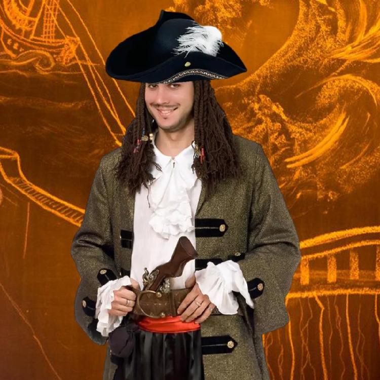Stickerei Cosplay Piratenmützen für Kinderparty-Requisiten Kinder Piraten-Rollenspiel Federbesetzte Filzhüte