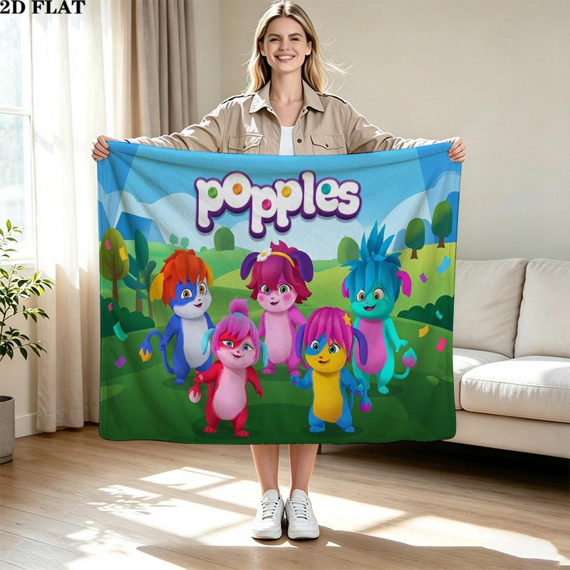 Popples Cartoon Print Flannel Blanket High Quality Warm Comfortable Cover for All Seasons Perfect for Gifts Home Decor