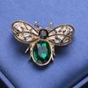 Blucome Big Crystal Bee Brooch Golden Openwork Wings Women Party Clothing Accessories Insect Beetle Brooches