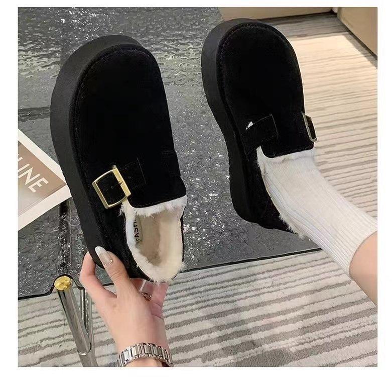 Neue Damenschuhe mit dicken Sohlen, Fleece-Schneestiefel, Einschlupfschuhe und Baumwollschuhe