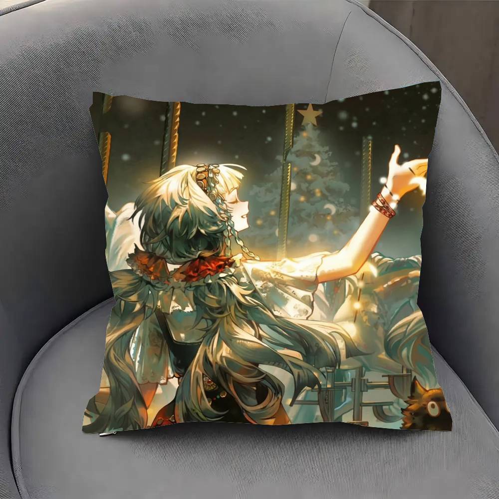 Rubuska Anime Reverse Pillow Case Fashion Square Pillowcase Bedroom Sofa Room Ins Decoration Leisure