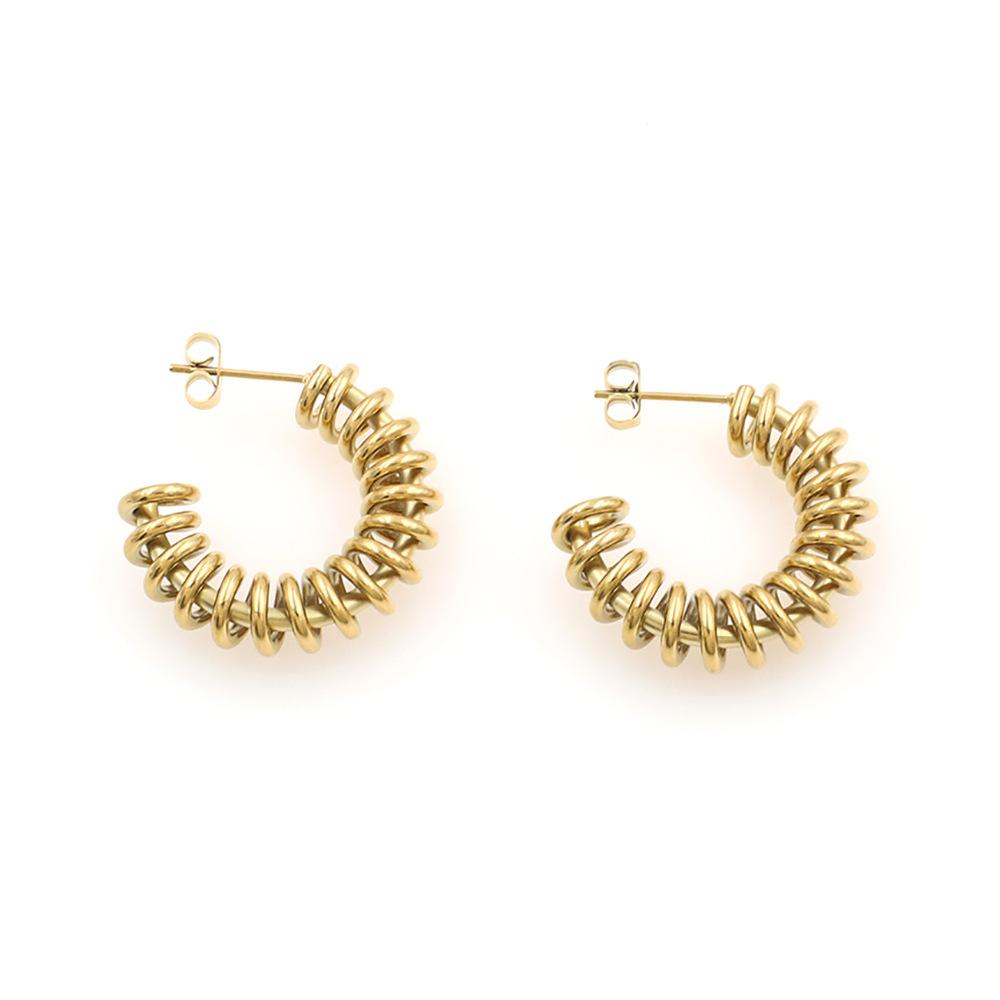 Wind Niche Design Titanium Steel C-Shaped Ear Jewelry Female Personality Exaggerated 18K Electroplated Spring Earrings