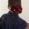 Elegant Velvet Hairband for Women, Vintage Style Solid Color Velour Headband, High-End Plush Hair Ring, Single Piece, Red/Black