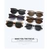 Tea-colored sunglasses for women, retro-style with faux wood grain frames, suitable for round faces, TR material, sun protection