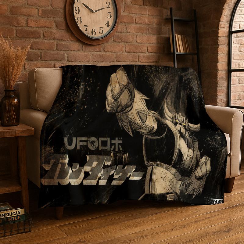 Retro Cartoon UFO Robot Grendizer Anime Flannel Blanket Soft Warm Throw Blanket for Bedroom Living Room Bed Travel Picnic Gift