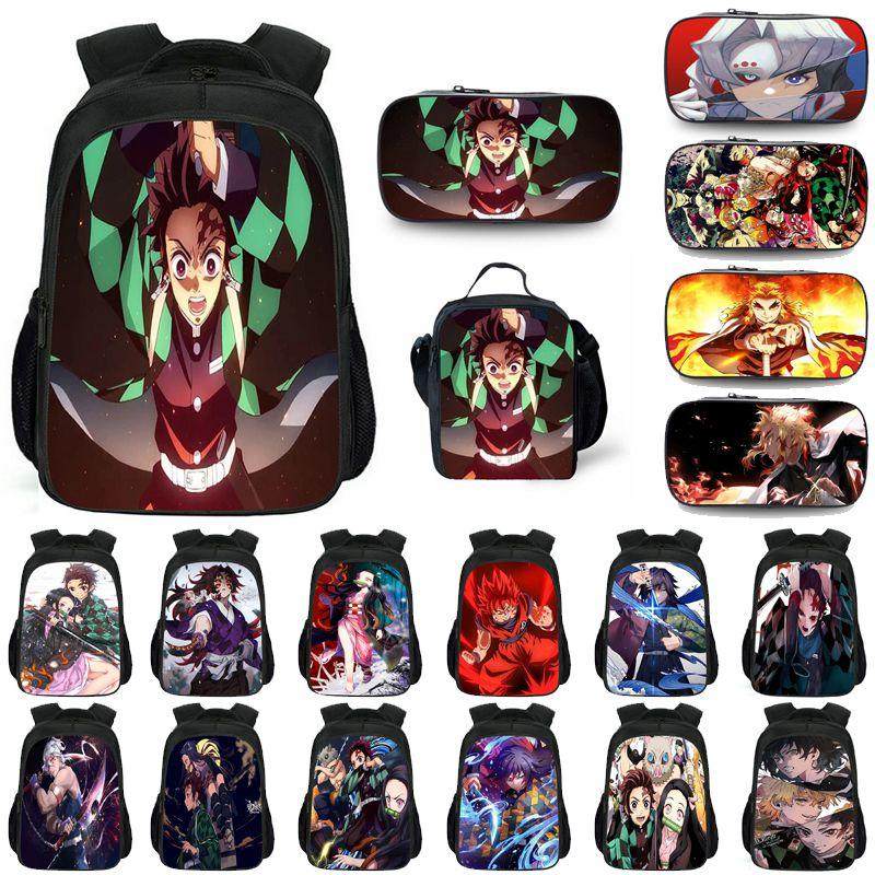 Fashionable Demon Slayer Kimetsu No Yaiba Print Schoolbag Ideal For Students And Fans