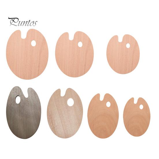 Artist Painting Tray Wooden Paint Palette with Thumb Hole for Oil, Acrylic, Ergonomic Watercolor Painting, Oval-Shaped Wood Art Artists Left