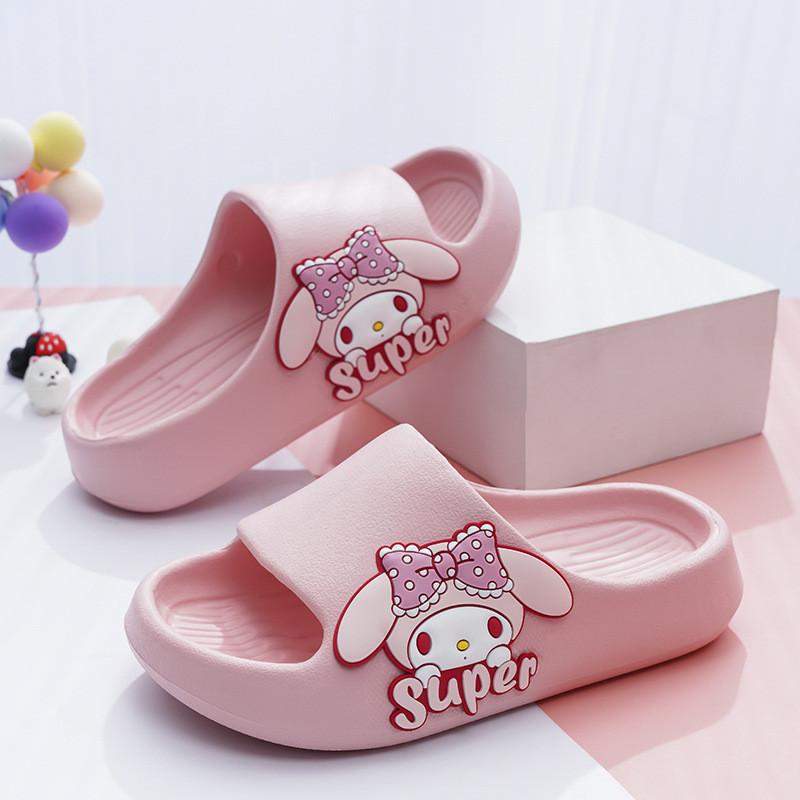 Pink Cartoon Style Summer Girls Slippers Breathable Soft Eva Material Indoor Home Use
