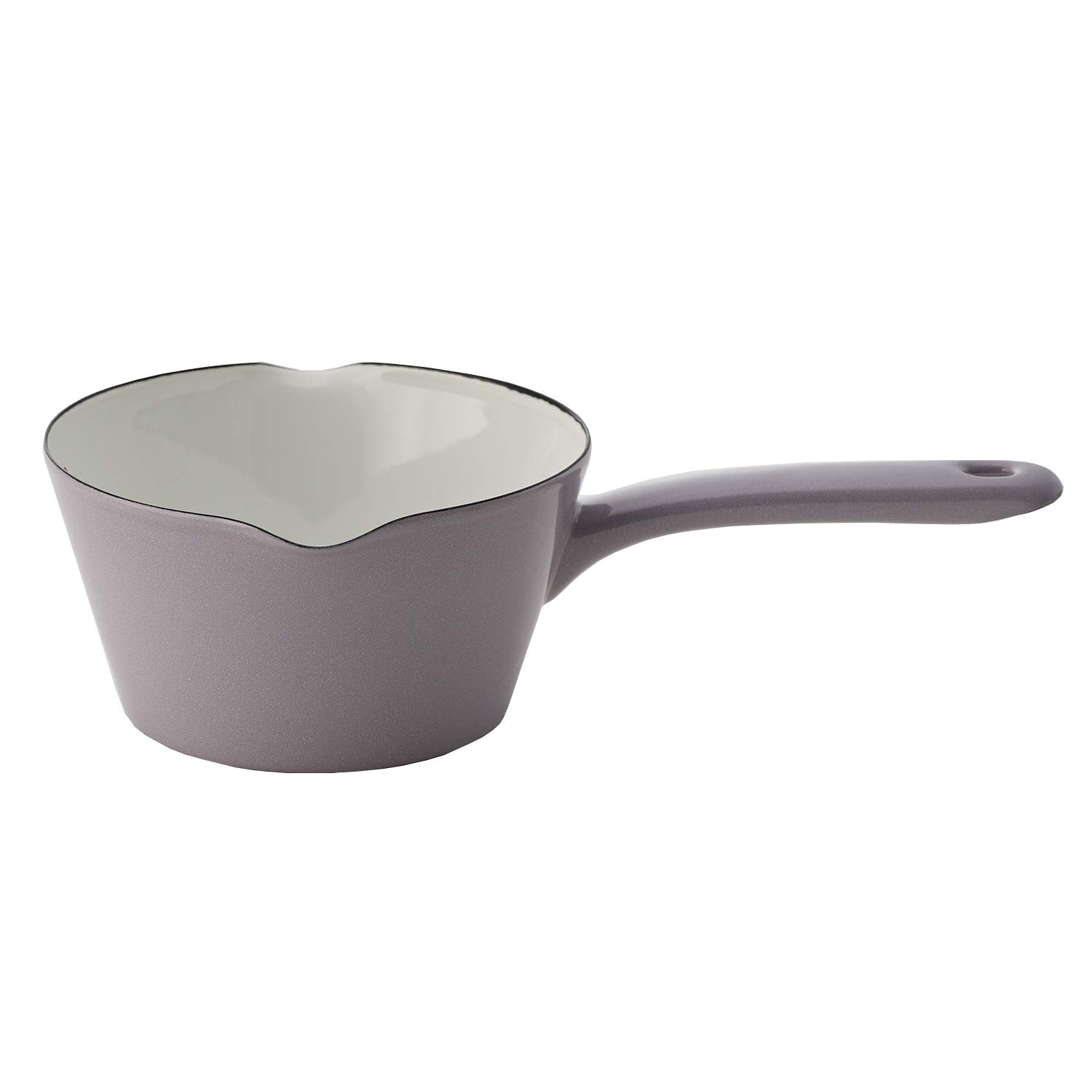 

Fuji Enamel Double-Spout Milk Pan (with Graduations), 14cm, 0.8L, Purple Ash