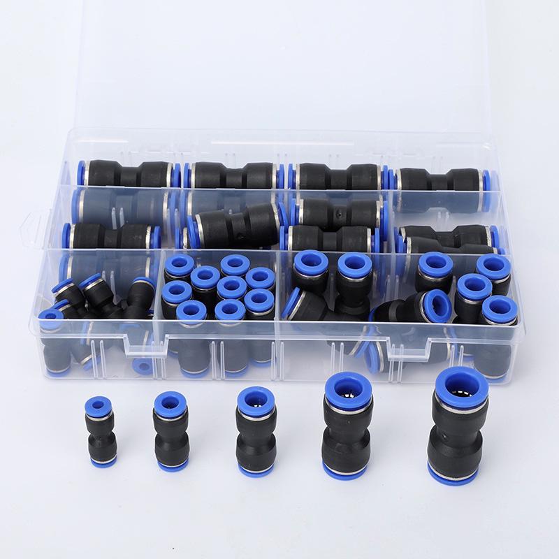 Boîte en plastique pneumatique à connexion rapide PU - 50PCS Droit, 60PCS Combinaison de connecteurs 4/6/8/10/12