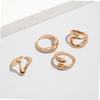 4Pcs/Set Fashion Copper Color Irregular Geometric Open Rings For Women Men Punk Metal Adjustable Knuckle Joint Ring Zircon