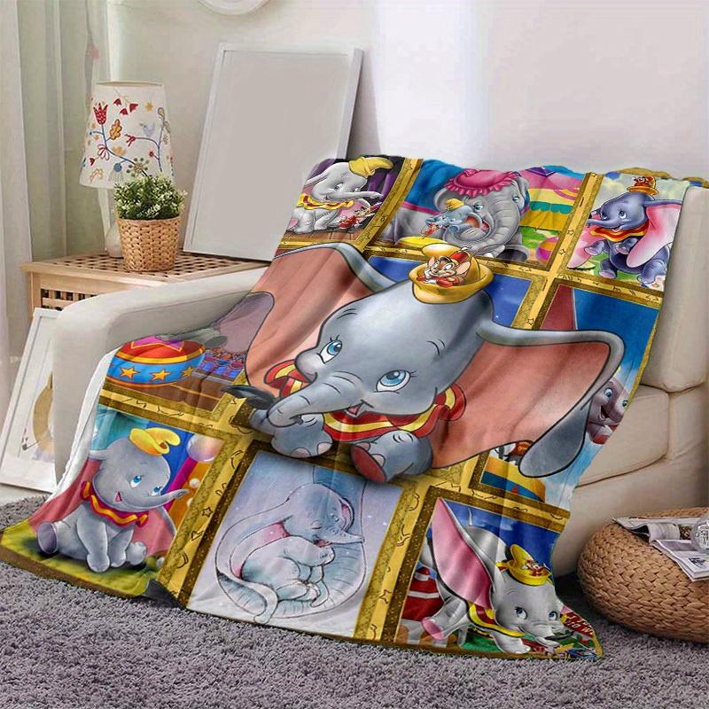 

1pc. Cartoon Dumbo Elephant Circus Theme Blanket, Home Decor Gift for All Seasons,Soft Flannel Throw Blanket, Living Room, Travel, Camping, 100x150cm