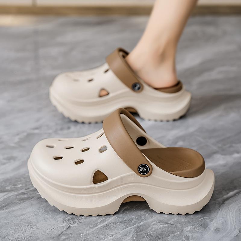 Eva hole shoes light wheel new height-increasing sandals muffin thick-soled outer wear bag head beach cool slippers