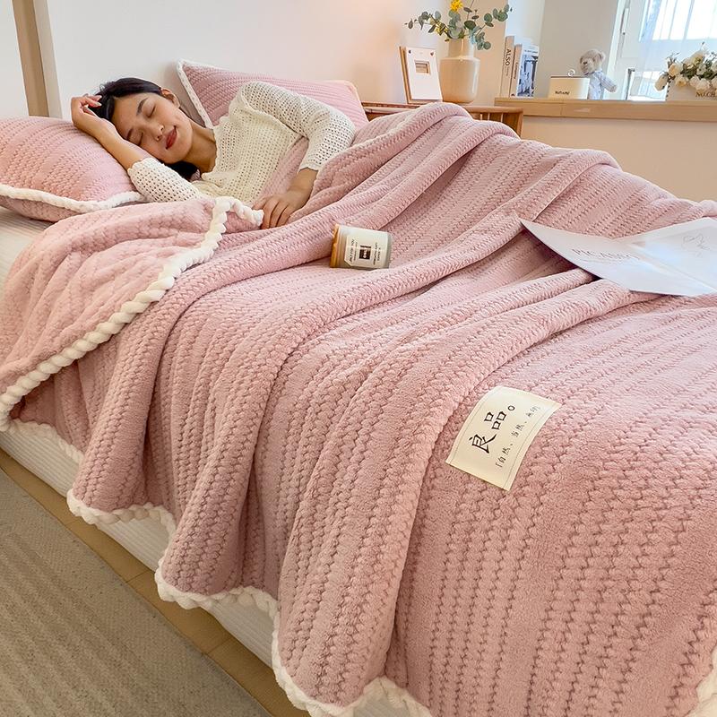 Category A Thicken Jacquard Velvet Warm Autumn Winter Blankets Soft Skin-friendly Warmth Sofa Blanket Warmth Comfortable Duvet