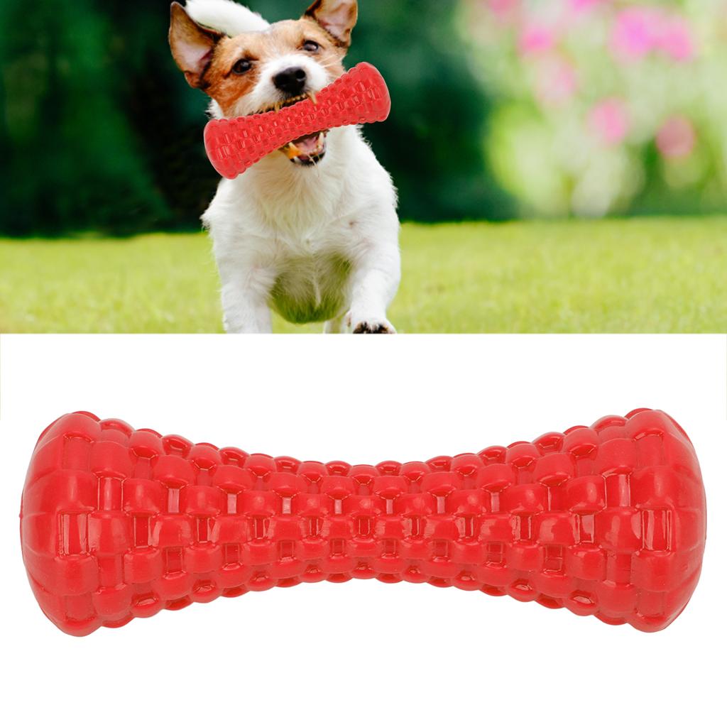 Dog Squeaky Toy Indestructible TPR Teeth Cleaning Dog Chewing Toy for Medium Large BreedRed