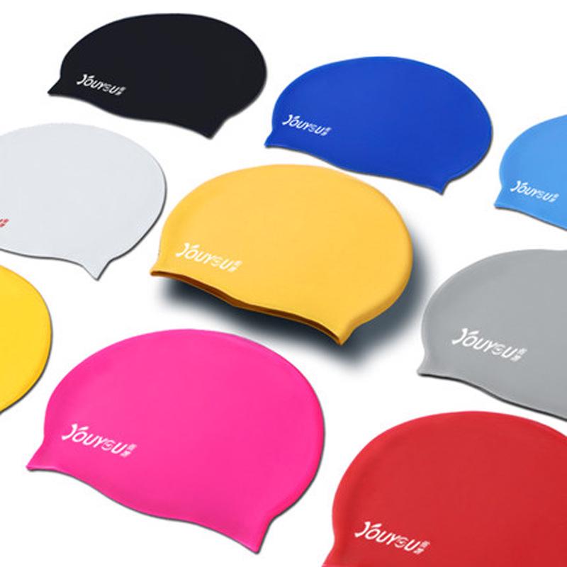 Waterproof Adult Swim Cap with Ear Protection for Long Hair - Unisex Silicone, Large Size