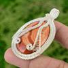 Oval Natural Red Snakeskin Jasper Wire Wrapping Unique New Pendant 925 Silver