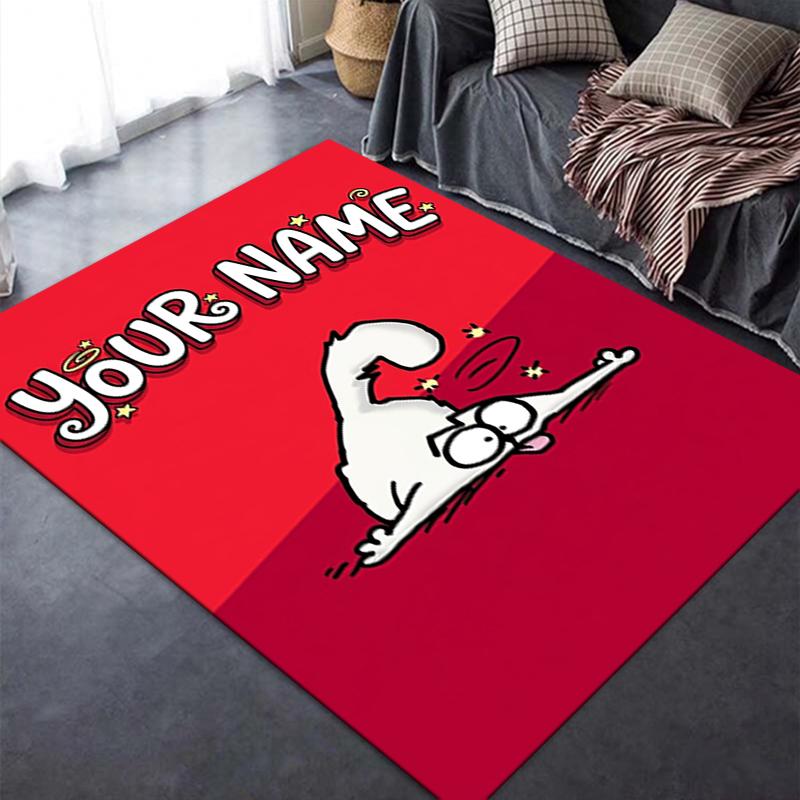 Custom Name Simon‘s Cat Carpet Rug for Living Room Bedroom Home Sofa Decoration,Kids Play Non-slip Floor Mat