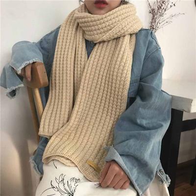 Fashion Winter Warm Scarf For Women Simple Casual Solid Color Thickened Wool Knitted Scarf