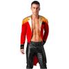 Mens Circus Ringmaster Costume Set Long Sleeve Lapel Fringed Shoulder Tailcoat Jacket Hat Collar Gloves Carnival Cosplay