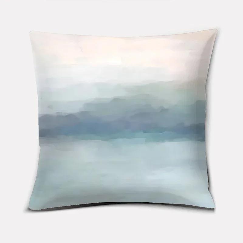 Square Home Office Oil Painting Landscape Series Pattern Decorative Pillowcase