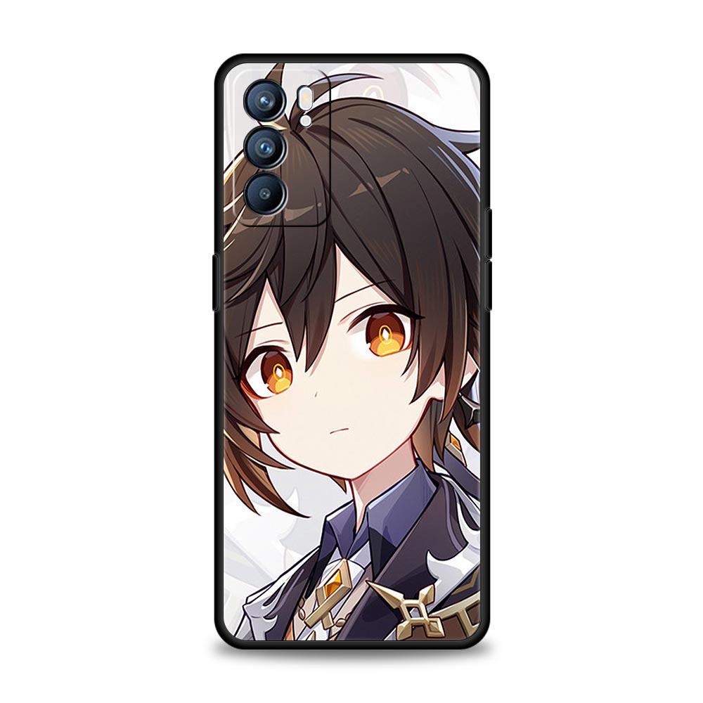 Genshin Impact Game Phone Case For Oppo A54 A53 A52 A9 2020 A15 A95 A16 A76 A74 A12 Find X5 Reno7 Reno6 Pro Plus 5G Black Cover