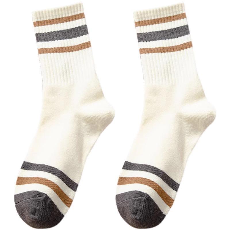 Colorful Striped Middle Tube Cotton Socks Anti Slip Outdoor Sweat Absorption Mens Cotton Socks Harajuku Sport Casual Men Socks